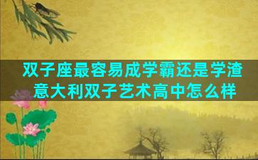 双子座最容易成学霸还是学渣 意大利双子艺术高中怎么样